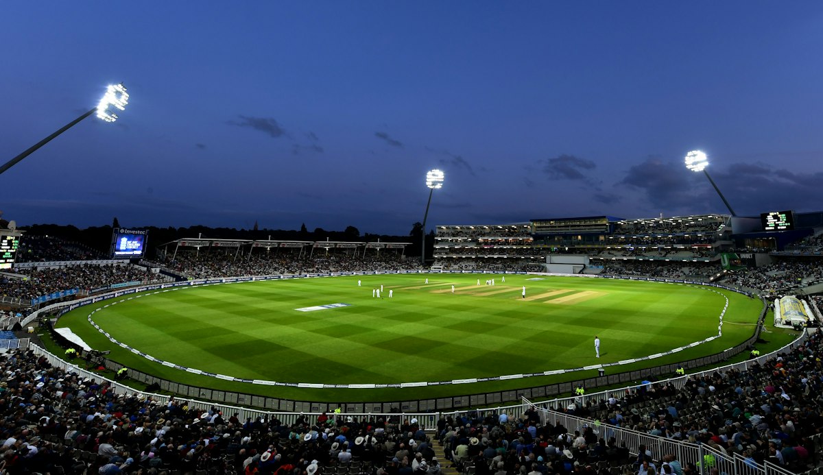 Cricket stadium and field on match day
